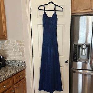 New With tag  long dress. Midnight Blue Glitter Dress